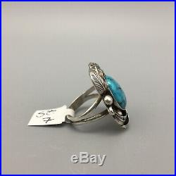 Nicely Embellished Vintage Turquoise and Sterling Silver Ring Size 7