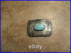 OLDER VINTAGE Navajo Sterling Silver Premium Turquoise Concho Belt Buckle