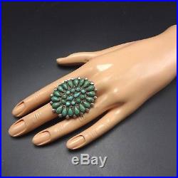 OLD PAWN 1940s Vintage NAVAJO Sterling Silver TURQUOISE Cluster RING size 9