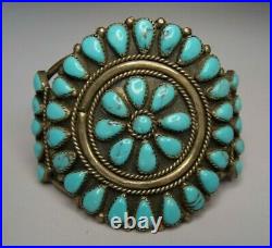 OLD PAWN Navajo Cuff Bracelet -Vintage PETIT POINT CLUSTER 7