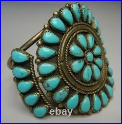 OLD PAWN Navajo Cuff Bracelet -Vintage PETIT POINT CLUSTER 7
