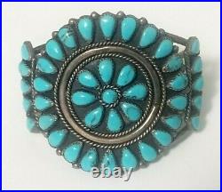 OLD PAWN Navajo Cuff Bracelet -Vintage PETIT POINT CLUSTER 7