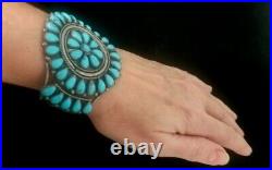 OLD PAWN Navajo Cuff Bracelet -Vintage PETIT POINT CLUSTER 7