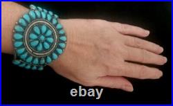 OLD PAWN Navajo Cuff Bracelet -Vintage PETIT POINT CLUSTER 7