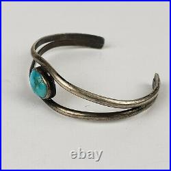 OLD PAWN Vintage Native American Sterling Silver Turquoise Cuff Bracelet 5.5