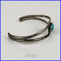 OLD PAWN Vintage Native American Sterling Silver Turquoise Cuff Bracelet 5.5