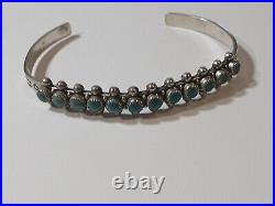 OLD Vintage Native American Zuni snake eye Turquoise Sterling silver Bracelet