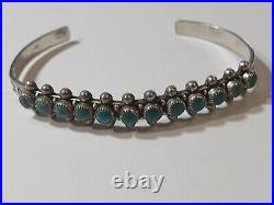 OLD Vintage Native American Zuni snake eye Turquoise Sterling silver Bracelet