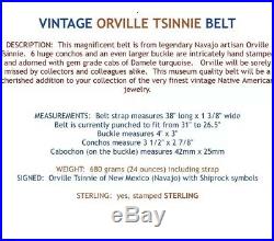 ORVILLE TSINNIE Vintage NAVAJO Sterling Silver DAMELE TURQUOISE Concho BELT