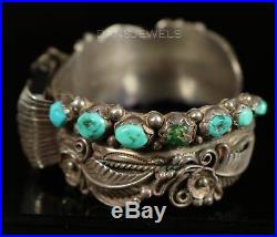 Old PAWN Navajo Vintage Sterling Turquoise Women's Watch Bracelet by APACHITO