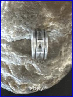 Old Pawn Men Women Band Navajo Stamped Sterling Silver Ring Sz 7 Wedding 20052