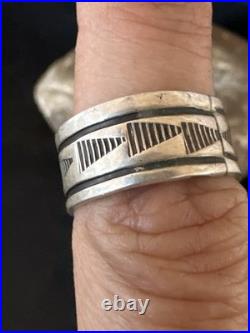 Old Pawn Men Women Band Navajo Stamped Sterling Silver Ring Sz 7 Wedding 20052 Old Pawn Men Women Band Navajo Stamped Sterling Silver Ring Sz 7 Wedding 20052