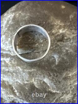 Old Pawn Men Women Band Navajo Stamped Sterling Silver Ring Sz 7 Wedding 20052