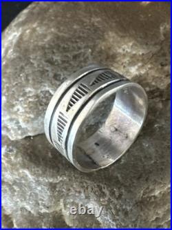 Old Pawn Men Women Band Navajo Stamped Sterling Silver Ring Sz 7 Wedding 20052 Old Pawn Men Women Band Navajo Stamped Sterling Silver Ring Sz 7 Wedding 20052