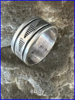 Old Pawn Men Women Band Navajo Stamped Sterling Silver Ring Sz 7 Wedding 20052