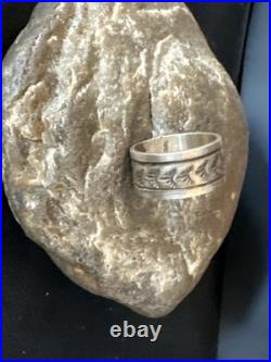 Old Pawn Men Women Wedding Band Navajo Stamped Sterling Silver Ring Sz 10 20049