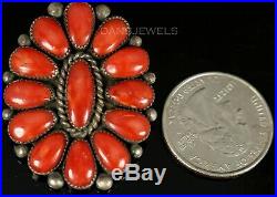 Old Pawn Vintage Alice Quam Original Red Sea Coral & Sterling Pendant Brooch