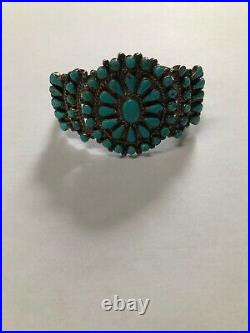 Old Pawn Vintage Navaho Sterling Snake Eye Turquoise Bracelet