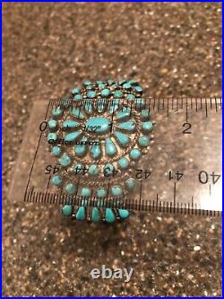 Old Pawn Vintage Navaho Sterling Snake Eye Turquoise Bracelet