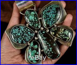 Old Pawn Vintage Navajo Chinese Hubei Turquoise BUTTERFLY HUGE Pendant Enhancer