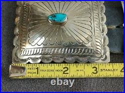 Old Pawn Vintage Navajo Kingman Turquoise Sterling Silver Concho Belt