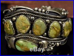 Old Pawn Vintage Navajo L RAMONE Green Royston TURQUOISE Sterling CUFF Bracelet