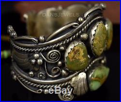 Old Pawn Vintage Navajo L RAMONE Green Royston TURQUOISE Sterling CUFF Bracelet