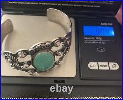 Old Pawn Vintage Navajo Natural Turquoise CABOCHON Sterling Silver Bracelet