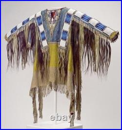 Old Style American Buckskin Buffalo Beaded Fringes Powwow Regalia War Shirt