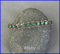 Old Vintage Harvey Era Silver Green Snake Eye Turquoise Row Cuff Bracelet