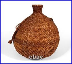 Old Vintage Native American Indian Bottle Woven Basket Container Paiute Basketry