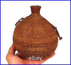 Old Vintage Native American Indian Bottle Woven Basket Container Paiute Basketry