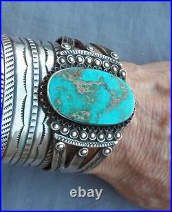 Old Vintage Native American Silver Royston Turquoise Cuff Bracelet 47.2 Grams