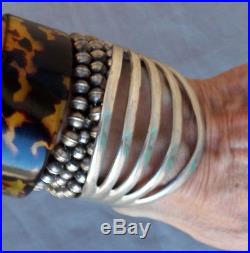 Old Vintage Native American Silver Wide 5 Rail Split Cuff Bracelet