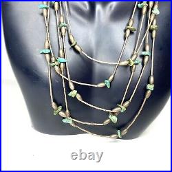 Old Vintage Sterling Silver & Turquoise Navajo Native American Liquid Necklace