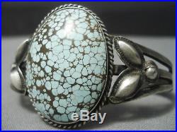 One Of The Best Vintage Navajo #8 Turquoise Sterling Silver Bracelet Old