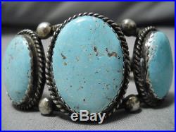 Opulent Vintage Navajo #8 Turquoise Sterling Silver Bracelet Old