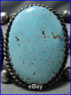 Opulent Vintage Navajo #8 Turquoise Sterling Silver Bracelet Old