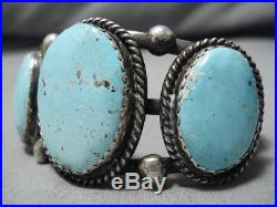 Opulent Vintage Navajo #8 Turquoise Sterling Silver Bracelet Old