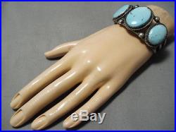 Opulent Vintage Navajo #8 Turquoise Sterling Silver Bracelet Old