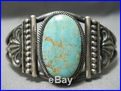 Opulent Vintage Navajo Carico Lake Turquoise Sterling Silver Bracelet