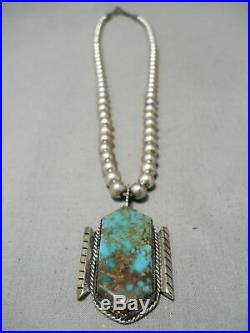 Opulent Vintage Navajo Royston Turquoise Sterling Silver Necklace Old