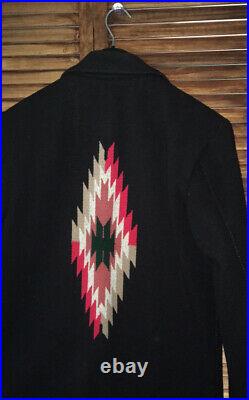 Ortega Native American Vintage Chimayo Blanket Coat. 100% All Wool Hand Woven