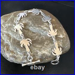 Palm Tree Old Pawn Sterling Silver Link Bracelet 7 18130