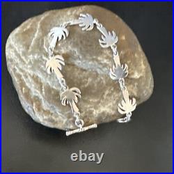 Palm Tree Old Pawn Sterling Silver Link Bracelet 7 18130