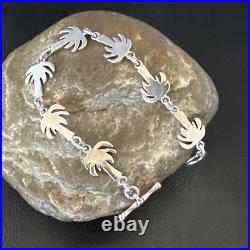 Palm Tree Old Pawn Sterling Silver Link Bracelet 7 18130
