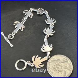 Palm Tree Old Pawn Sterling Silver Link Bracelet 7 18130