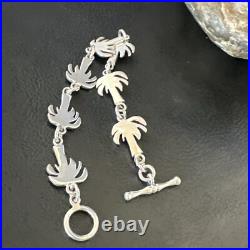 Palm Tree Old Pawn Sterling Silver Link Bracelet 7 18130