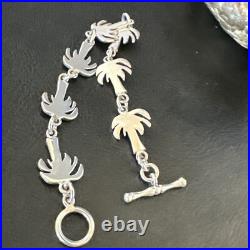 Palm Tree Old Pawn Sterling Silver Link Bracelet 7 18130