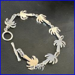 Palm Tree Old Pawn Sterling Silver Link Bracelet 7 18130